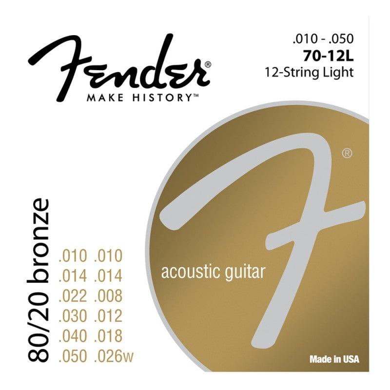 Encordado Fender Guitarra Acustica 12 Cuerdas 80/20 70-12L 10 50 - The Music Site