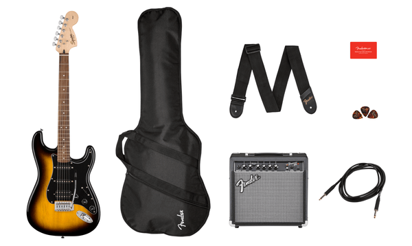 Guitarra Electrica Fender Affinity Series™ Stratocaster® HSS Pack, Laurel Fingerboard, Brown Sunburst, Gig Bag, 15G - 120V - The Music Site