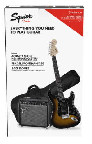 Guitarra Electrica Fender Affinity Series™ Stratocaster® HSS Pack, Laurel Fingerboard, Brown Sunburst, Gig Bag, 15G - 120V - The Music Site