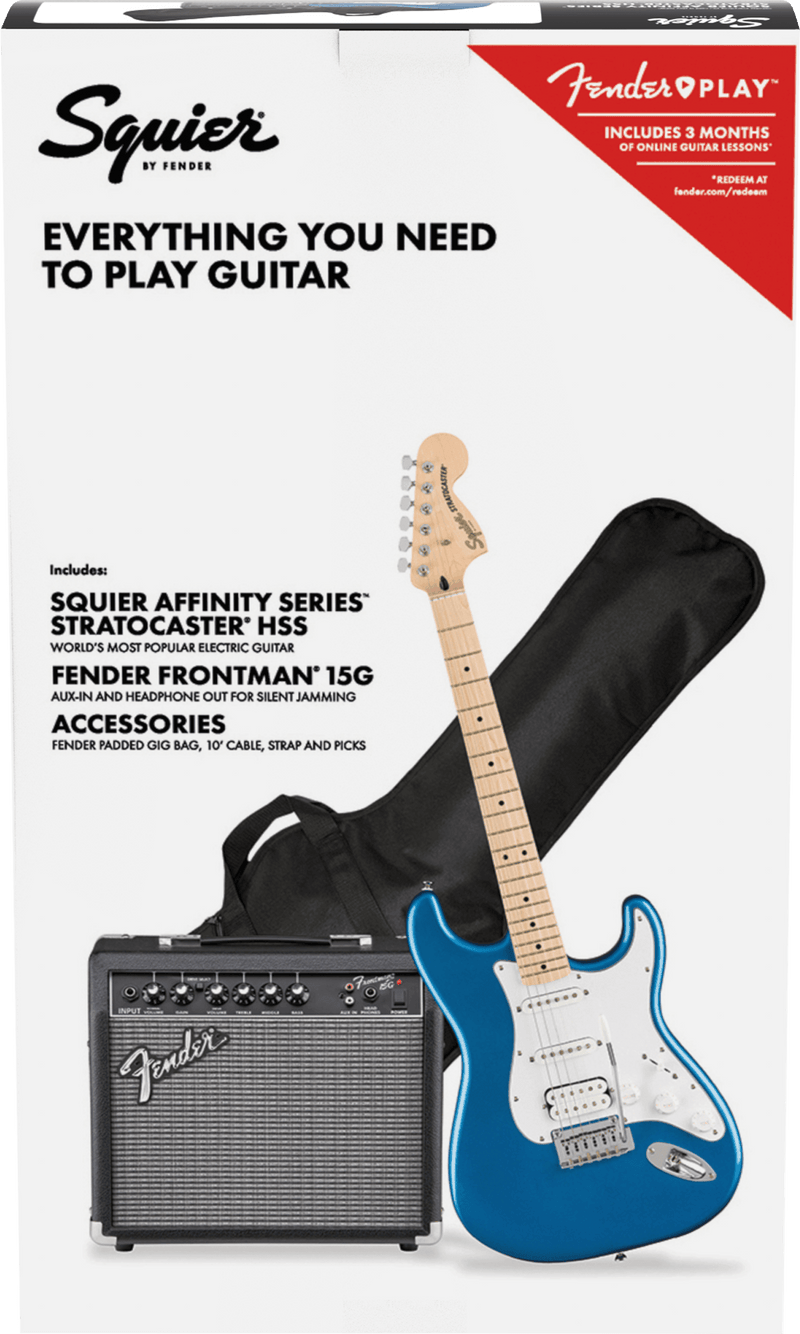 Guitarra Electrica Fender Affinity Series™ Stratocaster® HSS Pack, Maple Fingerboard, Lake Placid Blue, Gig Bag, 15G - 120V 0372820002 - The Music Site