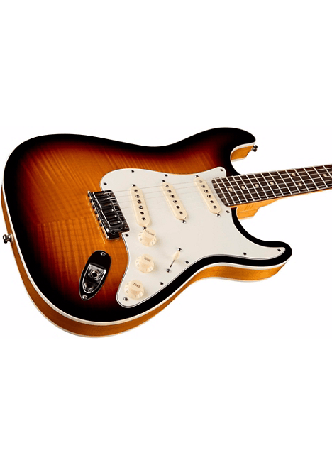 Guitarra Electrica Fender Custom Shop Slab Body Stratocaster Double Bound 3 Tone Sunburst - The Music Site