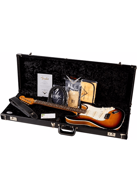 Guitarra Electrica Fender Custom Shop Slab Body Stratocaster Double Bound 3 Tone Sunburst - The Music Site