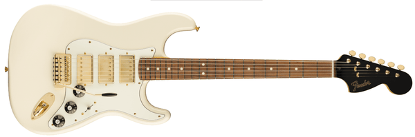 Guitarra Electrica Fender Mahogany Blacktop Stratocaster® HHH, Pau Ferro Fingerboard, Olympic White with Gold Hardware 0147902505 Limited Edition - The Music Site