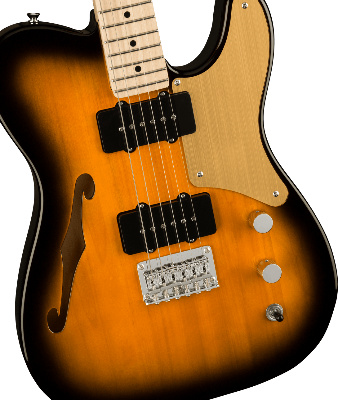 Guitarra Electrica Fender Paranormal Cabronita Telecaster® Thinline, diapasón de arce, golpeador anodizado dorado, Sunburst de 2 colores - The Music Site