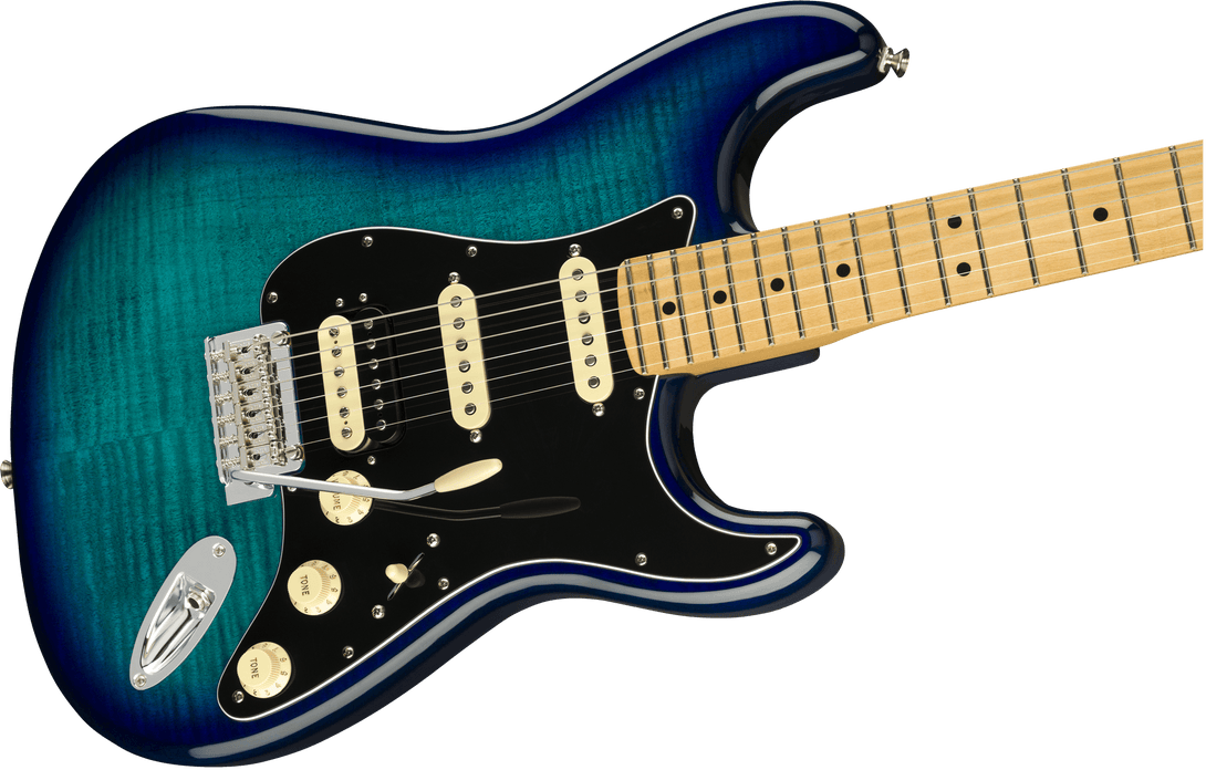 Guitarra Electrica Fender Player Stratocaster® de edición limitada HSS Plus Top, diapasón de arce, Blue Burst 0140218573 - The Music Site