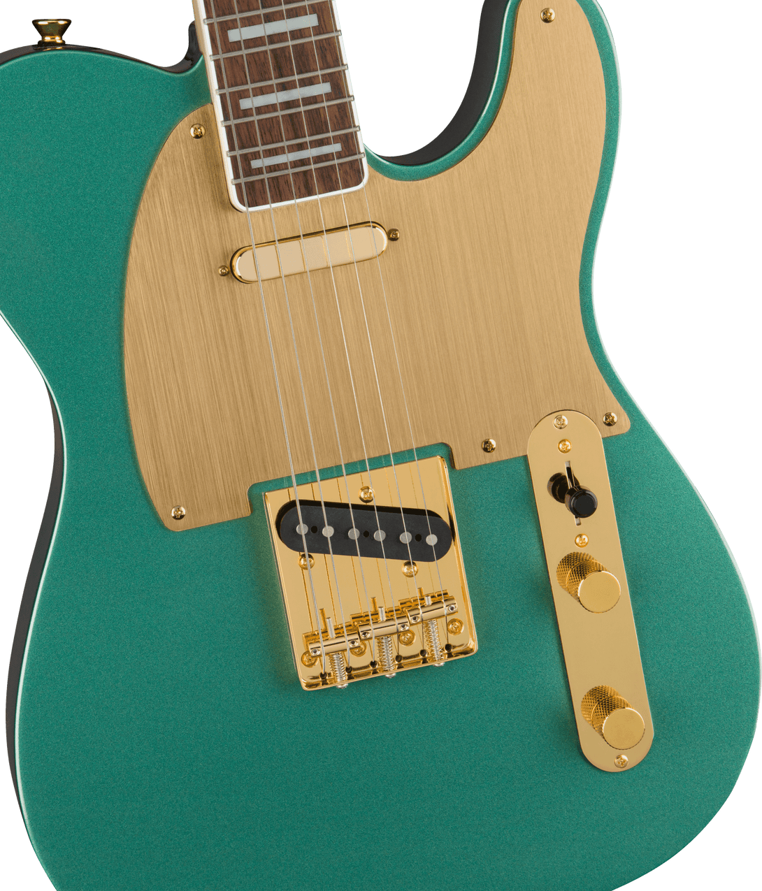 Guitarra Electrica Fender Squier 40th Anniversary Telecaster®, Gold Edition, diapasón de laurel, golpeador anodizado dorado, verde Sherwood metalizado 0379400546 - The Music Site