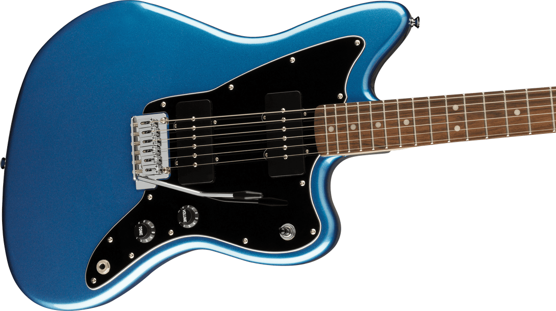 Guitarra Electrica Fender Squier Affinity Series™ Jazzmaster®, diapasón de laurel, golpeador negro, azul Lake Placid0378301502 - The Music Site