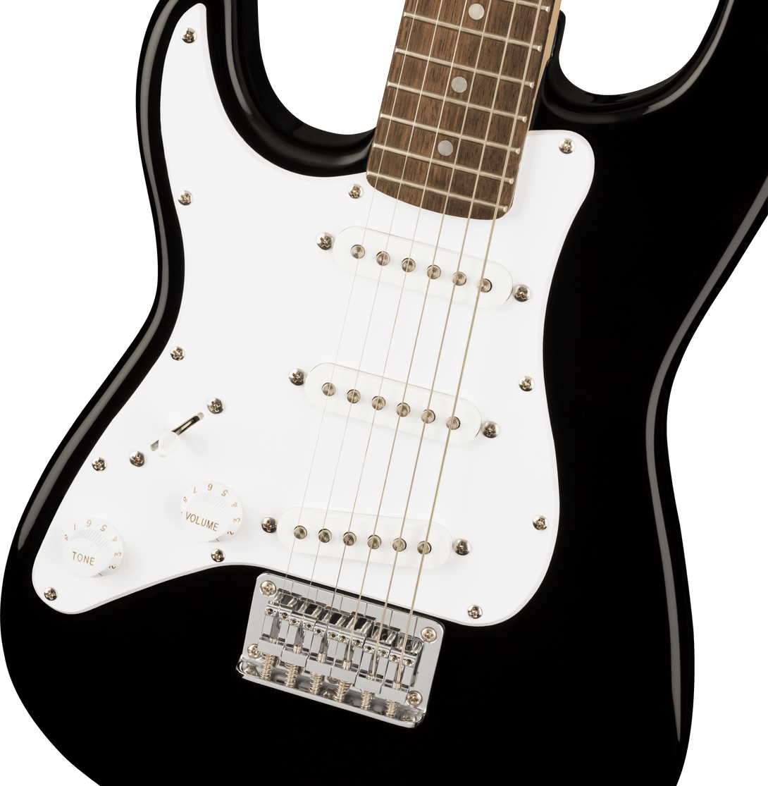 Guitarra Electrica Fender Squier Mini Stratocaster® para zurdos, diapasón de laurel, negro 0370123506 - The Music Site