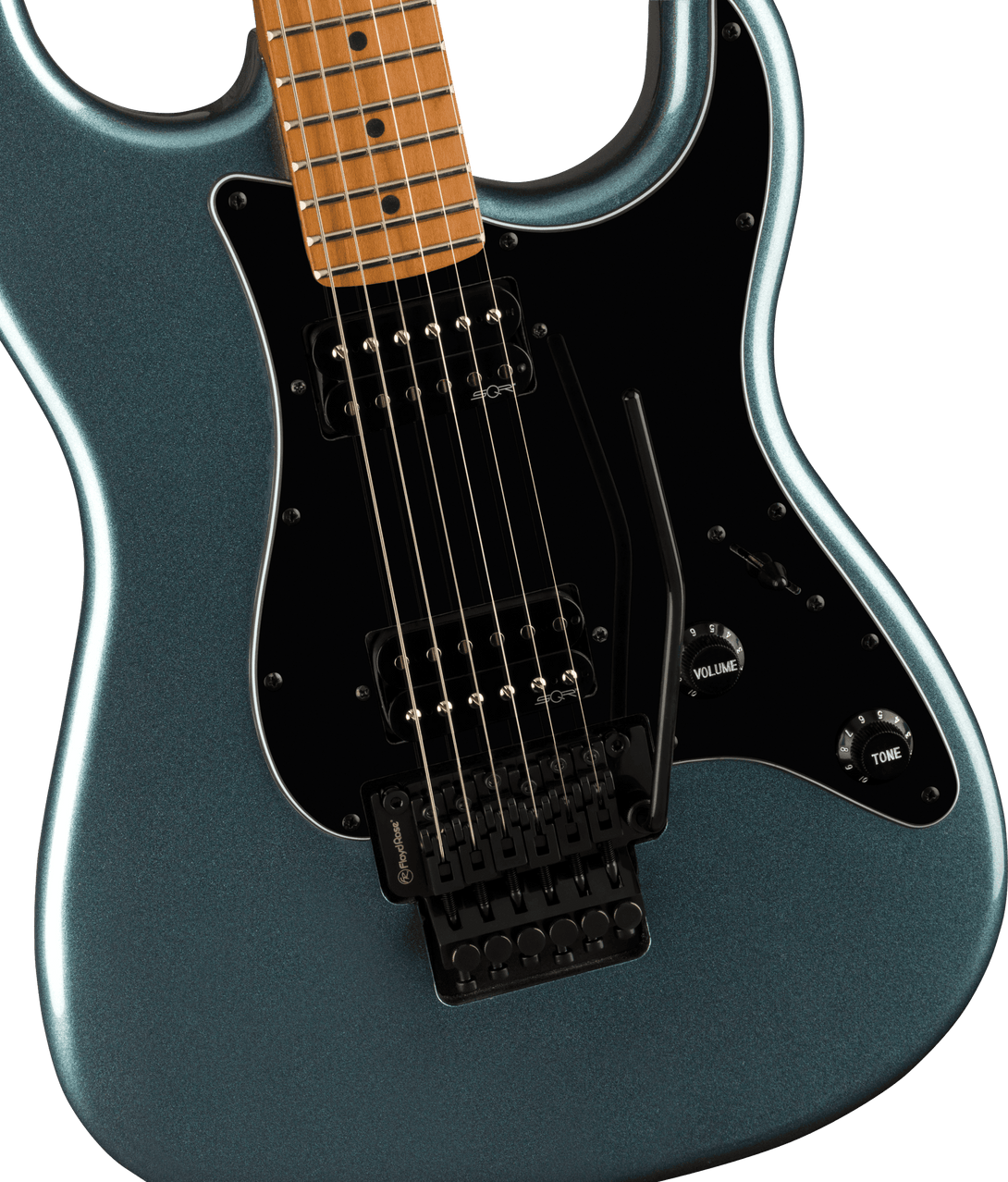 Guitarra Electrica Fender Squier Stratocaster® HH FR contemporánea, diapasón de arce tostado, golpeador negro, bronce metálico 0370240568 - The Music Site