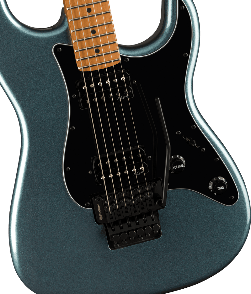 Guitarra Electrica Fender Squier Stratocaster® HH FR contemporánea, diapasón de arce tostado, golpeador negro, bronce metálico 0370240568 - The Music Site