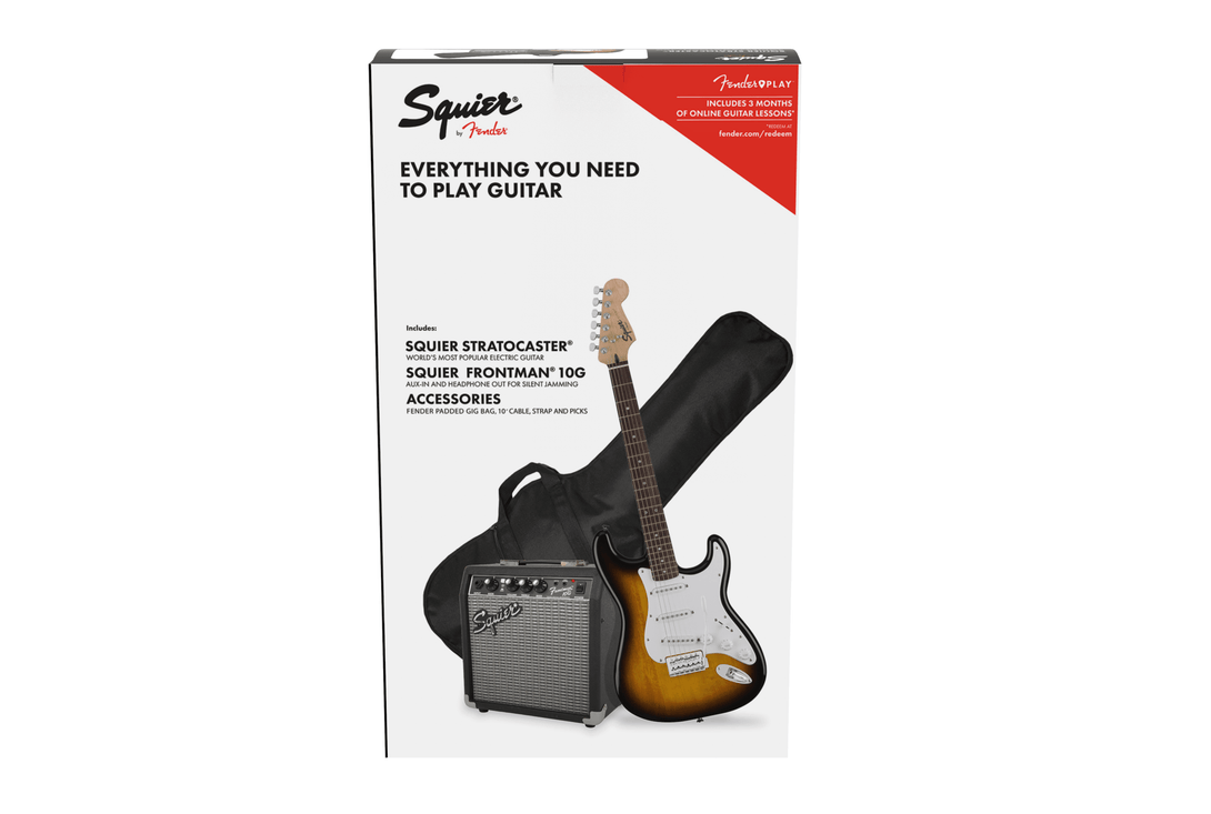 Guitarra Electrica Fender Stratocaster® Pack, Diapasón de laurel, Brown Sunburst, Funda, 10G - 120V 0371823032 - The Music Site