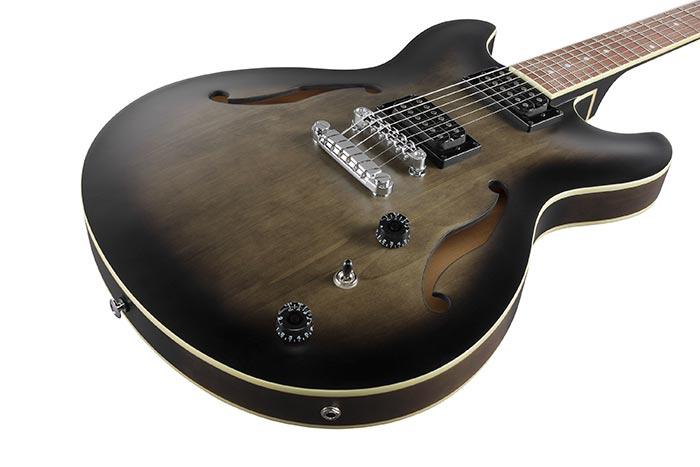 Guitarra Electrica Ibanez Hollow Body As53-Transparent Black Flat - The Music Site