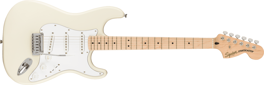 Guitarra Electrica Squier Fender Affinity Series™ Stratocaster®, diapasón de arce, golpeador blanco, blanco olímpico 0378002505 - The Music Site