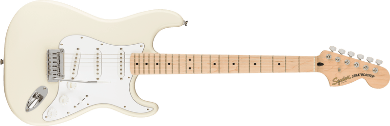 Guitarra Electrica Squier Fender Affinity Series™ Stratocaster®, diapasón de arce, golpeador blanco, blanco olímpico 0378002505 - The Music Site