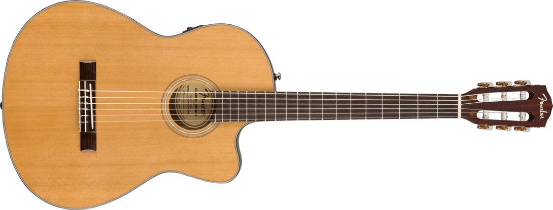 Guitarra Electroacustica Fender CN-140SCE Nylon Thinline, diapasón de nogal, natural con estuche 0970264321 - The Music Site