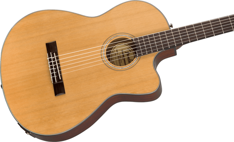 Guitarra Electroacustica Fender CN-140SCE Nylon Thinline, diapasón de nogal, natural con estuche 0970264321 - The Music Site