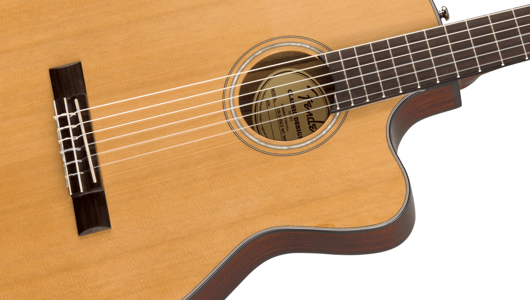 Guitarra Electroacustica Fender CN-140SCE Nylon Thinline, diapasón de nogal, natural con estuche 0970264321 - The Music Site