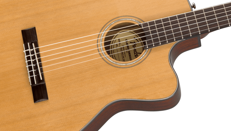 Guitarra Electroacustica Fender CN-140SCE Nylon Thinline, diapasón de nogal, natural con estuche 0970264321 - The Music Site