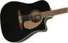 Guitarra Electroacustica Fender Redondo Player, diapasón de nogal, Jetty Black 0970713506 - The Music Site