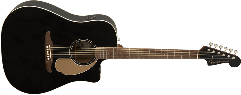 Guitarra Electroacustica Fender Redondo Player, diapasón de nogal, Jetty Black 0970713506 - The Music Site